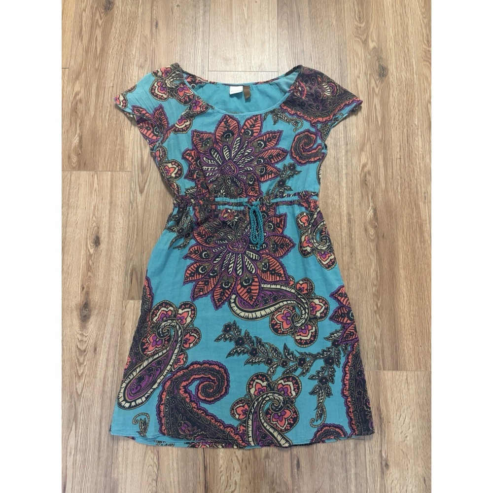 Sonoma Goods for Life Women Knee Length Dress Size S Cotton Green Drawstring‎